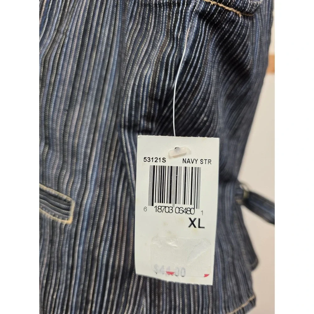 AMX Denim Vest Button Up XL Scoop Neck Cinch Back NWT - Picture 6 of 10